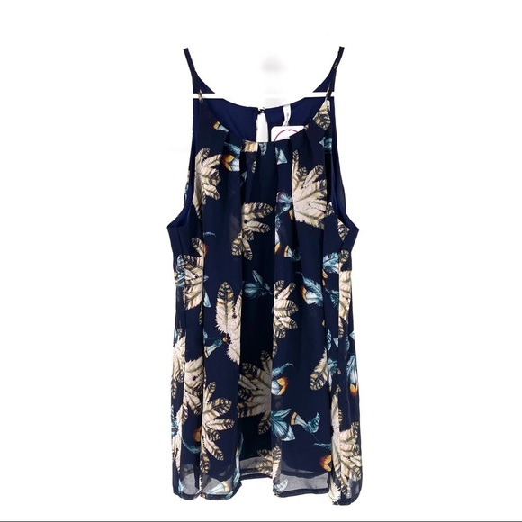 d.n.a Couture Women's Floral Spaghetti Strap Pleated Top- M - Picture 1 of 6